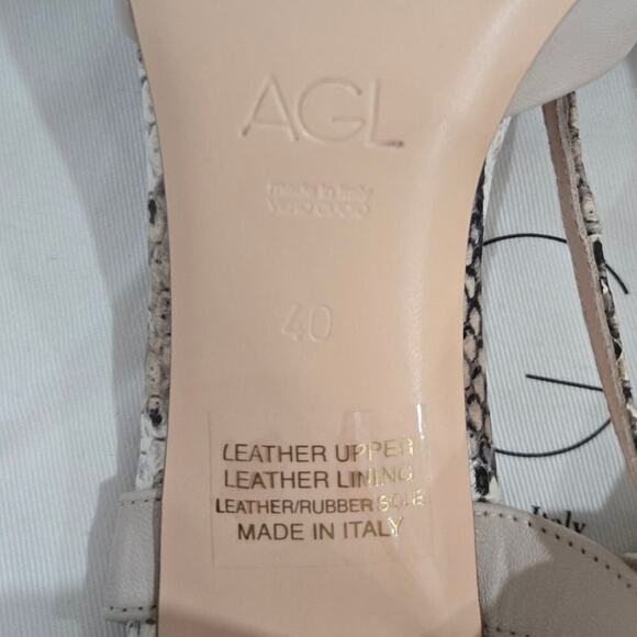 New AGL Snake Print Slingback Leather Heel Shoes size 40 - Picture 6 of 9